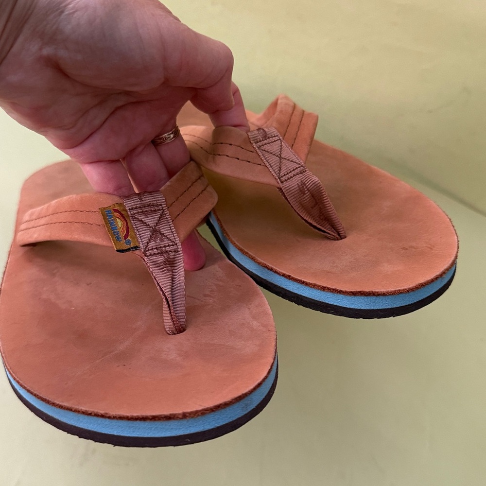 Rainbow Orange/Tan Leather Sandals